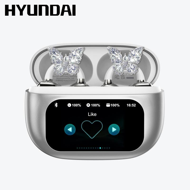 Experience Unmatched Sound Quality with HYUNDAI C02 Clip-On Ear Headphones Featuring LCD Touch Screen and Noise Cancellation for Ultimate Music and Call Clarity