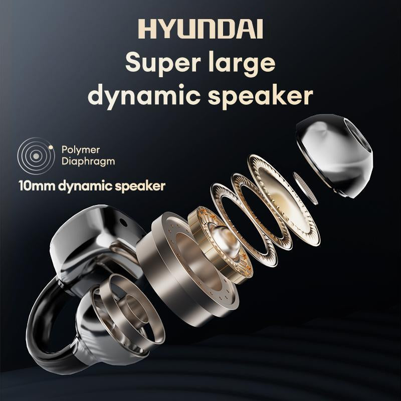 Experience Unmatched Sound Quality with HYUNDAI C02 Clip-On Ear Headphones Featuring LCD Touch Screen and Noise Cancellation for Ultimate Music and Call Clarity