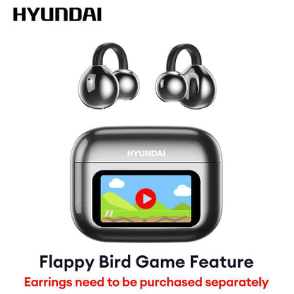 Experience Unmatched Sound Quality with HYUNDAI C02 Clip-On Ear Headphones Featuring LCD Touch Screen and Noise Cancellation for Ultimate Music and Call Clarity