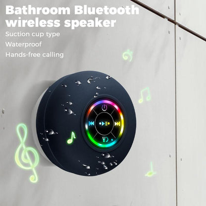 Premium Waterproof Bluetooth Speaker with Suction Cup and LED Lighting, 360° Surround Sound | Wireless Shower Speaker Perfect for Bathing, Beach, and Camping | Integrated Microphone and Bluetooth 5.4 | Ideal Gift for All Ages (Black)