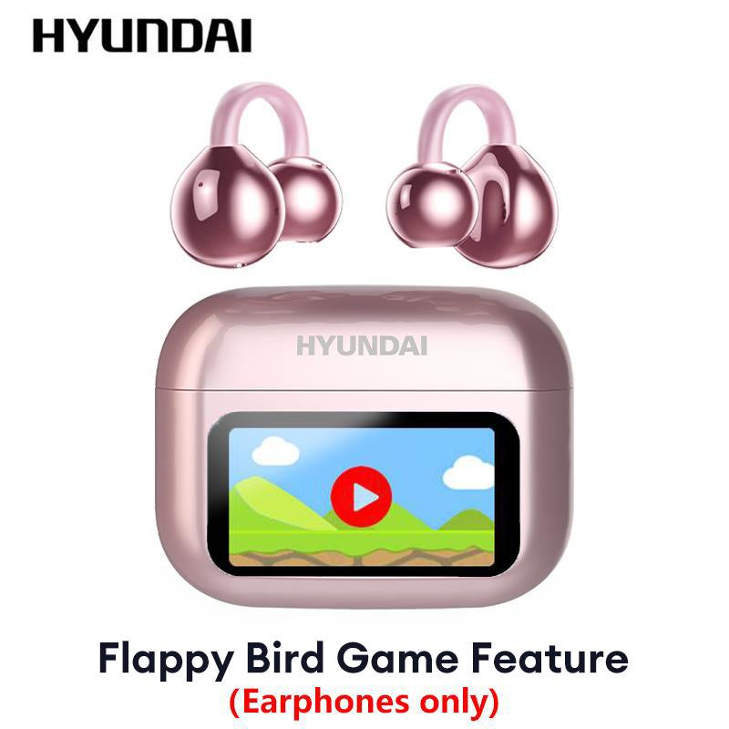 Experience Unmatched Sound Quality with HYUNDAI C02 Clip-On Ear Headphones Featuring LCD Touch Screen and Noise Cancellation for Ultimate Music and Call Clarity