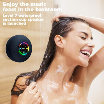 Premium Waterproof Bluetooth Speaker with Suction Cup and LED Lighting, 360° Surround Sound | Wireless Shower Speaker Perfect for Bathing, Beach, and Camping | Integrated Microphone and Bluetooth 5.4 | Ideal Gift for All Ages (Black)