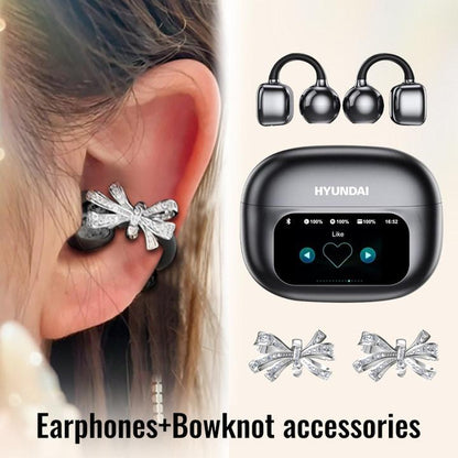 Experience Unmatched Sound Quality with HYUNDAI C02 Clip-On Ear Headphones Featuring LCD Touch Screen and Noise Cancellation for Ultimate Music and Call Clarity