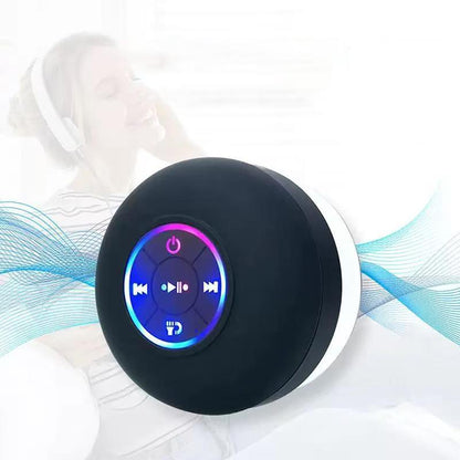 Premium Waterproof Bluetooth Speaker with Suction Cup and LED Lighting, 360° Surround Sound | Wireless Shower Speaker Perfect for Bathing, Beach, and Camping | Integrated Microphone and Bluetooth 5.4 | Ideal Gift for All Ages (Black)