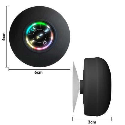 Premium Waterproof Bluetooth Speaker with Suction Cup and LED Lighting, 360° Surround Sound | Wireless Shower Speaker Perfect for Bathing, Beach, and Camping | Integrated Microphone and Bluetooth 5.4 | Ideal Gift for All Ages (Black)