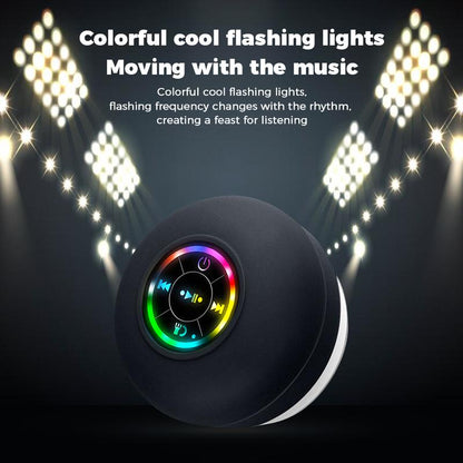 Premium Waterproof Bluetooth Speaker with Suction Cup and LED Lighting, 360° Surround Sound | Wireless Shower Speaker Perfect for Bathing, Beach, and Camping | Integrated Microphone and Bluetooth 5.4 | Ideal Gift for All Ages (Black)