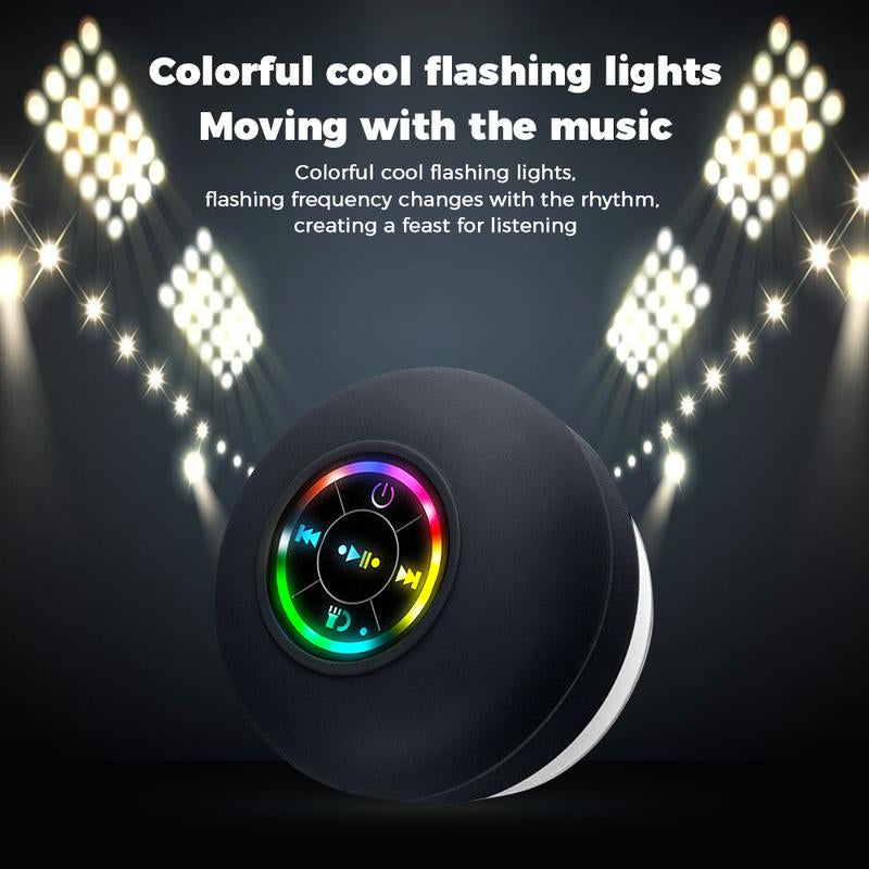 Premium Waterproof Bluetooth Speaker with Suction Cup and LED Lighting, 360° Surround Sound | Wireless Shower Speaker Perfect for Bathing, Beach, and Camping | Integrated Microphone and Bluetooth 5.4 | Ideal Gift for All Ages (Black)