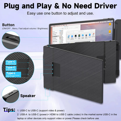 Detachable Extension Monitor - 14-Inch S2 Portable Laptop Extender Three Screens Full FHD