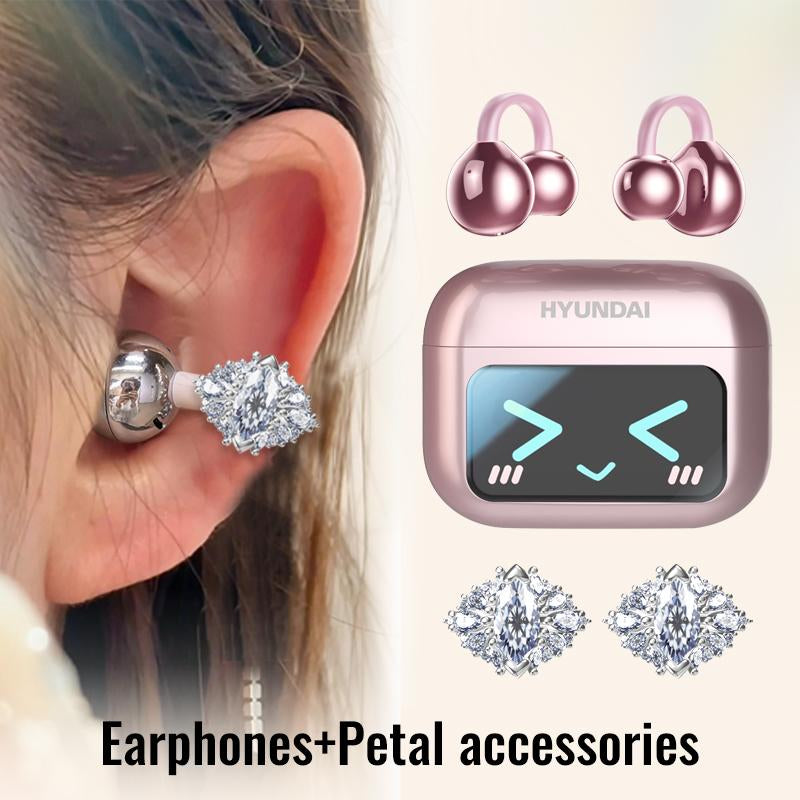 Experience Unmatched Sound Quality with HYUNDAI C02 Clip-On Ear Headphones Featuring LCD Touch Screen and Noise Cancellation for Ultimate Music and Call Clarity