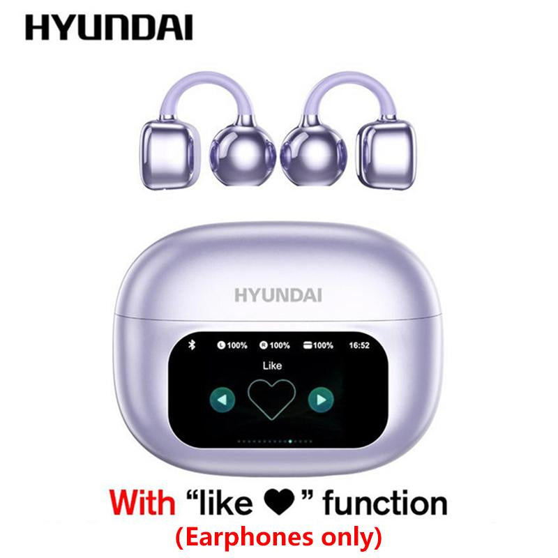Experience Unmatched Sound Quality with HYUNDAI C02 Clip-On Ear Headphones Featuring LCD Touch Screen and Noise Cancellation for Ultimate Music and Call Clarity